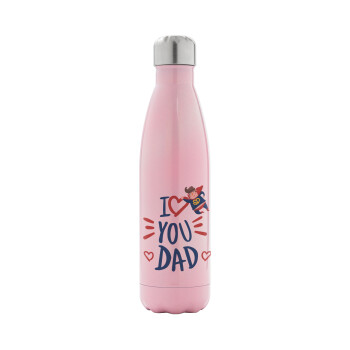 Super Dad, Metal mug thermos Pink Iridiscent (Stainless steel), double wall, 500ml