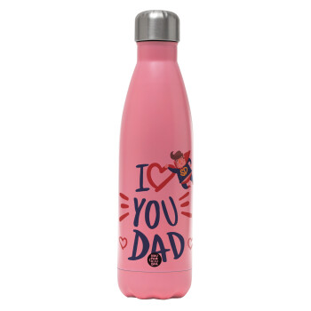 Super Dad, Metal mug thermos Pink Mat (Stainless steel), double wall, 500ml