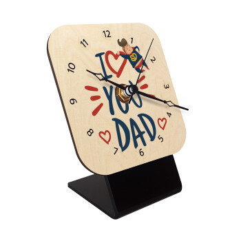 Super Dad, Quartz Table clock in natural wood (10cm)