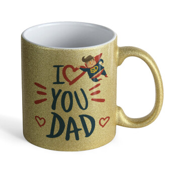 Super Dad, Κούπα Χρυσή Glitter που γυαλίζει, κεραμική, 330ml