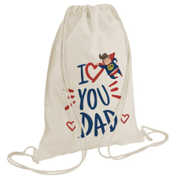 Super Dad, Backpack bag GYMBAG natural (28x40cm)