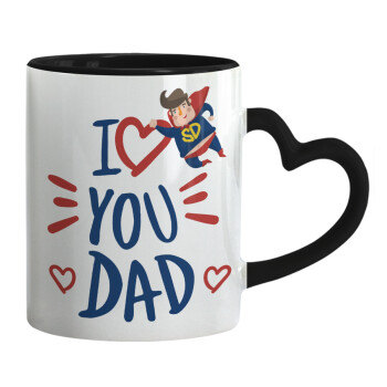 Super Dad, Mug heart black handle, ceramic, 330ml