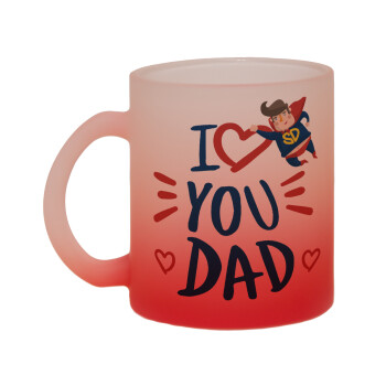 Super Dad, Κούπα γυάλινη δίχρωμη με βάση το κόκκινο ματ, 330ml