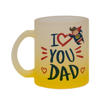 Super Dad, Κούπα γυάλινη δίχρωμη με βάση το κίτρινο ματ, 330ml