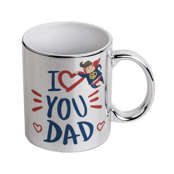 Super Dad, Mug ceramic, silver mirror, 330ml
