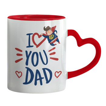 Super Dad, Mug heart red handle, ceramic, 330ml