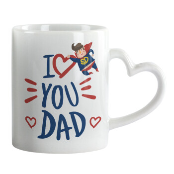 Super Dad, Mug heart handle, ceramic, 330ml