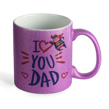 Super Dad, Κούπα Μωβ Glitter που γυαλίζει, κεραμική, 330ml