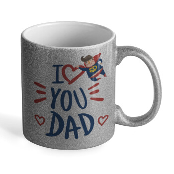 Super Dad, Κούπα Ασημένια Glitter που γυαλίζει, κεραμική, 330ml