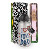 Πασχαλινή Λαμπάδα με παγούρι μεταλλικό Ασημένιο αλουμινίου (500ml) & κερί αρωματικό πλακέ (30cm) (ΡΟΖ)