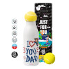 Tennis ball Metal mug thermos White, double wall, 550ml