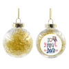 Transparent Christmas tree ball ornament with gold filling 8cm