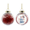Transparent Christmas tree ball ornament with red filling 8cm