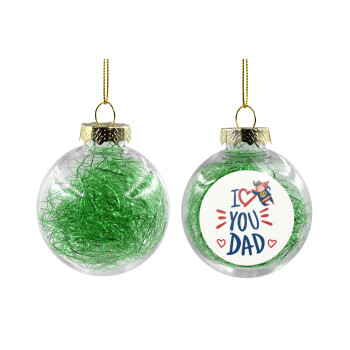Super Dad, Χριστουγεννιάτικη μπάλα δένδρου διάφανη με πράσινο γέμισμα 8cm