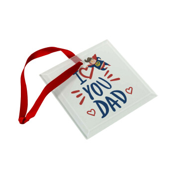 Super Dad, Christmas ornament, glass square ornament 9x9cm