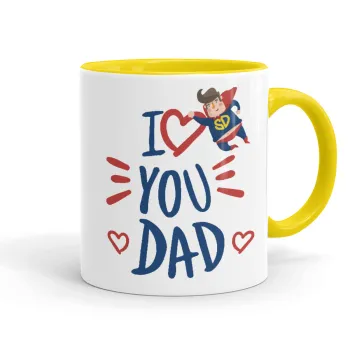 Super Dad, Κούπα χρωματιστή κίτρινη, κεραμική, 330ml