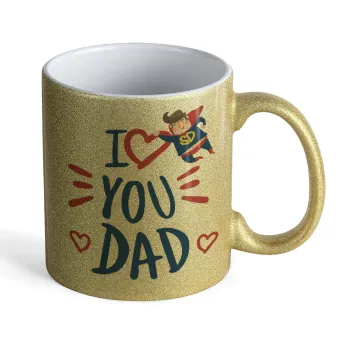 Super Dad, Κούπα Χρυσή Glitter που γυαλίζει, κεραμική, 330ml