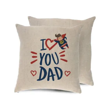 Super Dad, Μαξιλάρι καναπέ ΛΙΝΟ 40x40cm περιέχεται το  γέμισμα