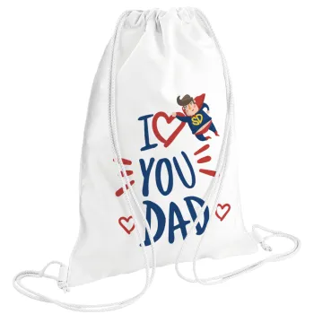Super Dad, Τσάντα πλάτης πουγκί GYMBAG λευκή (28x40cm)
