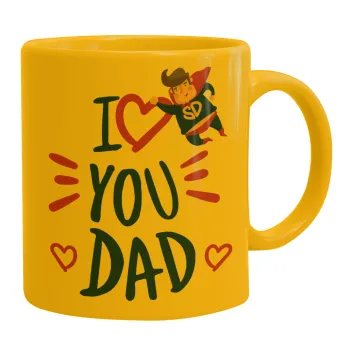 Super Dad, Ceramic coffee mug yellow, 330ml