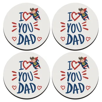 Super Dad, ΣΕΤ 4 Σουβέρ ξύλινα στρογγυλά (9cm)