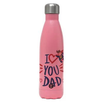 Super Dad, Metal mug thermos Pink Mat (Stainless steel), double wall, 500ml