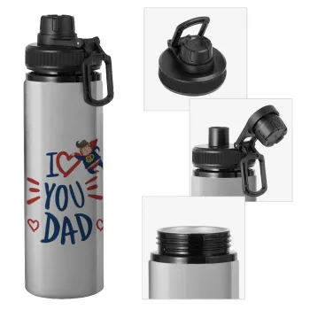 Super Dad, Metallic water bottle with safety cap, 850ml aluminum