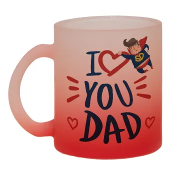 Super Dad, Κούπα γυάλινη δίχρωμη με βάση το κόκκινο ματ, 330ml