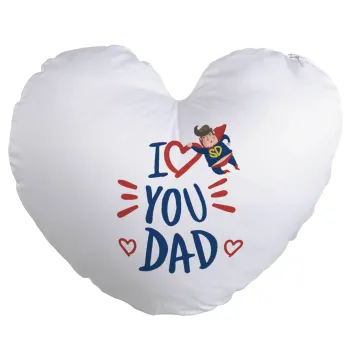 Super Dad, Μαξιλάρι καναπέ καρδιά 40x40cm περιέχεται το  γέμισμα