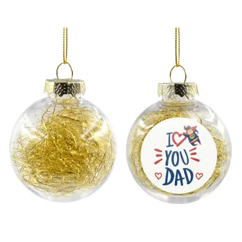 Super Dad, Transparent Christmas tree ball ornament with gold filling 8cm