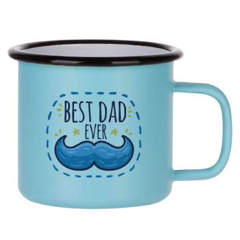 Best dad ever μπλε μουστάκι, Κούπα Μεταλλική εμαγιέ ΜΑΤ σιέλ 360ml