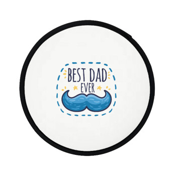 Best dad ever μπλε μουστάκι, Βεντάλια υφασμάτινη αναδιπλούμενη με θήκη (20cm)