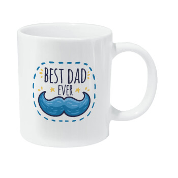 Best dad ever μπλε μουστάκι, Κούπα Giga, κεραμική, 590ml