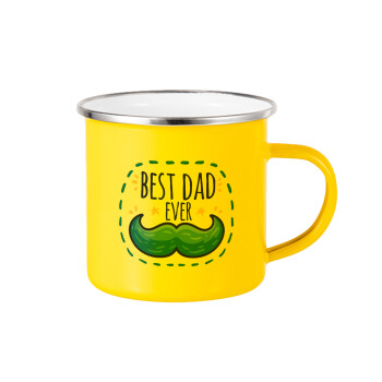 Best dad ever μπλε μουστάκι, Yellow Enamel Metallic Cup 360ml