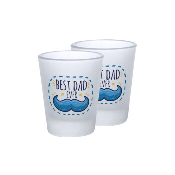 Best dad ever μπλε μουστάκι, Σφηνοπότηρα γυάλινα 45ml του πάγου (2 τεμάχια)