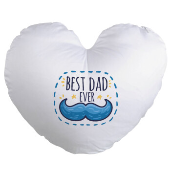 Best dad ever μπλε μουστάκι, Μαξιλάρι καναπέ καρδιά 40x40cm περιέχεται το  γέμισμα