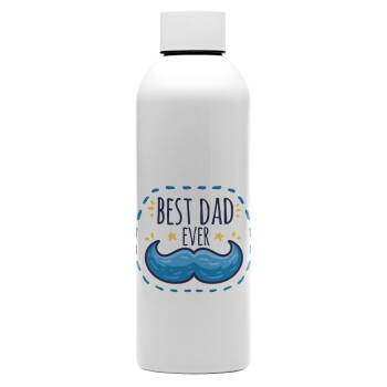 Best dad ever μπλε μουστάκι, Μεταλλικό παγούρι νερού, 304 Stainless Steel 800ml