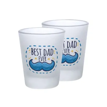 Best dad ever μπλε μουστάκι, Σφηνοπότηρα γυάλινα 45ml του πάγου (2 τεμάχια)