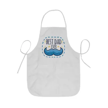 Best dad ever μπλε μουστάκι, Ποδιά Σεφ ολόσωμη κοντή  Παιδική (44x62cm)