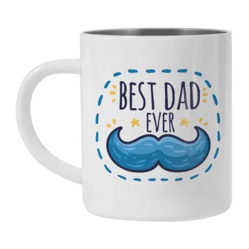 Best dad ever μπλε μουστάκι, Mug Stainless steel double wall 300ml