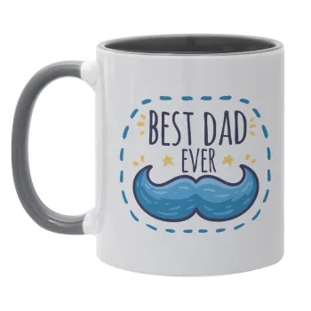 Best dad ever μπλε μουστάκι, Mug colored grey, ceramic, 330ml