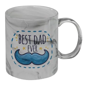 Best dad ever μπλε μουστάκι, Mug ceramic marble style, 330ml