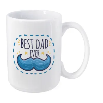 Best dad ever μπλε μουστάκι, Κούπα Mega, κεραμική, 450ml