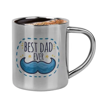 Best dad ever μπλε μουστάκι, Κουπάκι μεταλλικό διπλού τοιχώματος για espresso (220ml)