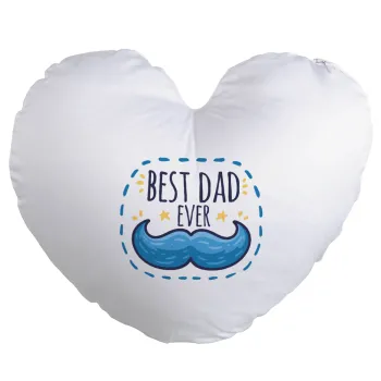 Best dad ever μπλε μουστάκι, Μαξιλάρι καναπέ καρδιά 40x40cm περιέχεται το  γέμισμα