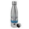 Metallic water bottle, stainless steel, 750ml