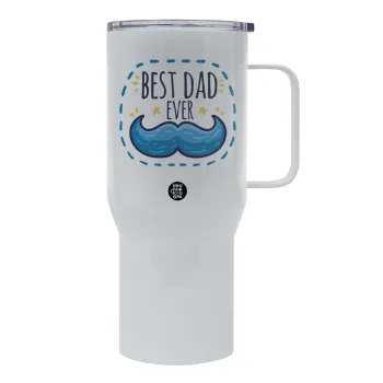 Best dad ever μπλε μουστάκι, Mega Stainless steel Tumbler with lid, double wall 750L