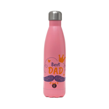 Best dad ever ο Βασιλιάς, Metal mug thermos Pink Mat (Stainless steel), double wall, 500ml