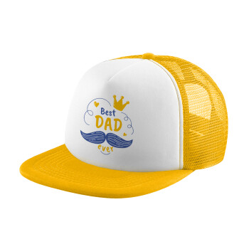 Best dad ever ο Βασιλιάς, Καπέλο Soft Trucker με Δίχτυ Κίτρινο/White 