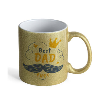 Best dad ever ο Βασιλιάς, Κούπα Χρυσή Glitter που γυαλίζει, κεραμική, 330ml